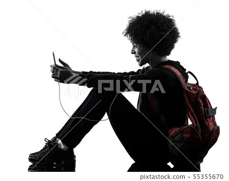 young teenager girl woman telephone shadow silhouette isolated young teenager girl woman telephone shadow silhouette isolated 55355670