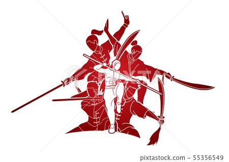 Group of People Kung fu pose, Martial arts vector - Stock Illustration  [55356549] - PIXTA