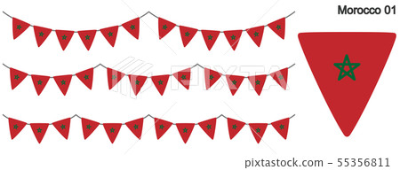 摩洛哥加蘭國旗矢量數據（彩旗花環） 55356811