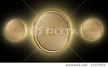 Concept of golden Libra coin 3D render Concept of golden Libra coin 3D render 55357010