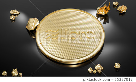 Concept of golden Libra coin 3D render Concept of golden Libra coin 3D render 55357012