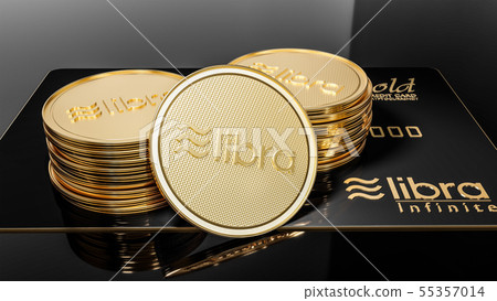 Libra black credit card GOLD and golden Libra coin 55357014
