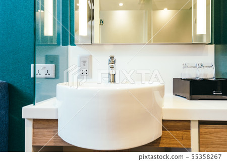 White sink and faucet decoration in bathroom 55358267