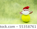 Tennis ball Christmas with Santa Claus on yellow 55358761