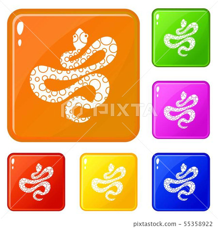 Black dotted snake icons set vector color Black dotted snake icons set vector color 55358922