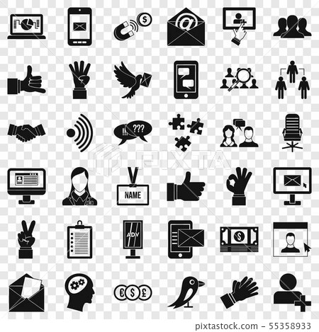 Dialog icons set, simple style Dialog icons set, simple style 55358933