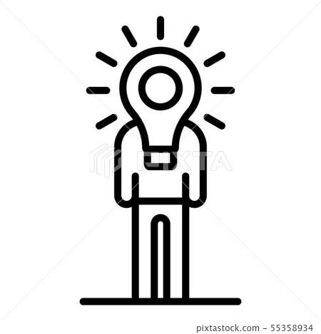 Man idea bulb icon, outline style Man idea bulb icon, outline style 55358934