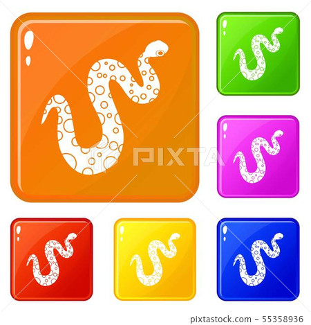 Dotted snake icons set vector color Dotted snake icons set vector color 55358936