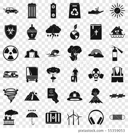 Disaster icons set, simple style Disaster icons set, simple style 55359053