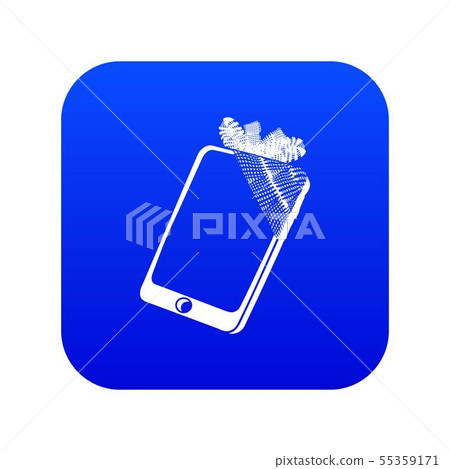 Broken screen smartphone icon blue vector 55359171
