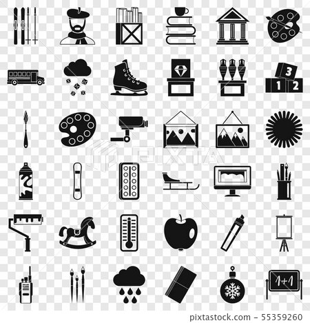 Drawing icons set, simple style Drawing icons set, simple style 55359260