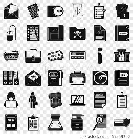 Document icons set, simple style Document icons set, simple style 55359262