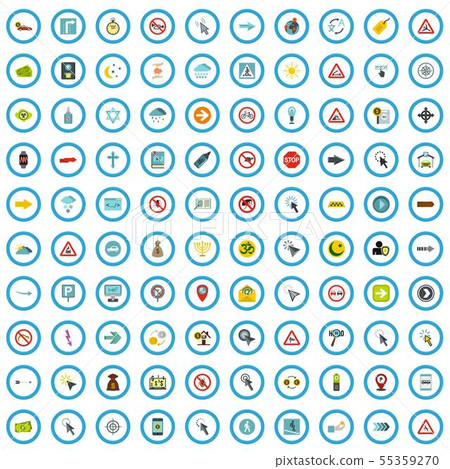 100 sign icons set, flat style 100 sign icons set, flat style 55359270