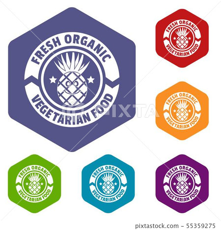 Vegetarian food icons vector hexahedron Vegetarian food icons vector hexahedron 55359275