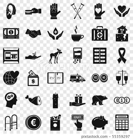 Donation icons set, simple style 55359297