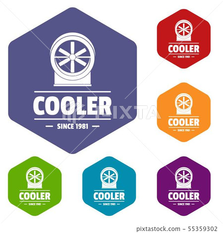 Power cooler icons vector hexahedron Power cooler icons vector hexahedron 55359302