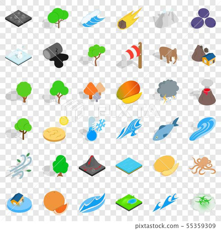 Earth icons set, isometric style Earth icons set, isometric style 55359309
