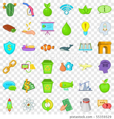 Eco care icons set, cartoon style 55359329