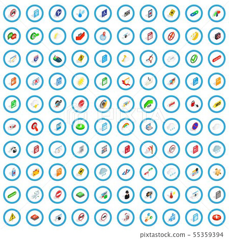 100 sings icons set, isometric 3d style 100 sings icons set, isometric 3d style 55359394