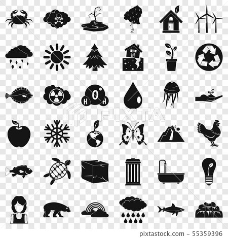 Planet earth icons set, simple style Planet earth icons set, simple style 55359396