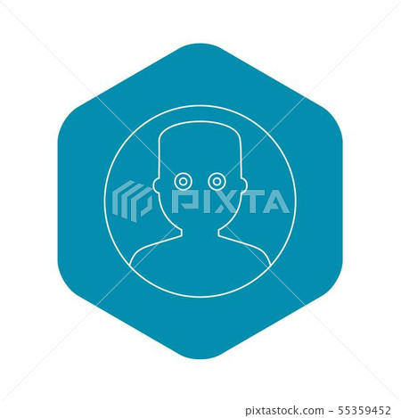 Man face with wide eyed icon, outline style Man face with wide eyed icon, outline style 55359452