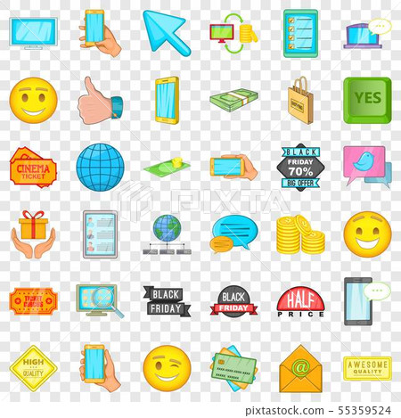 Ecommerce icons set, cartoon style Ecommerce icons set, cartoon style 55359524