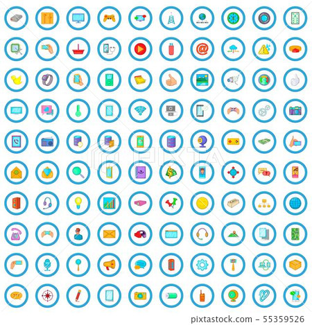 100 smartphone icons set, cartoon style 100 smartphone icons set, cartoon style 55359526