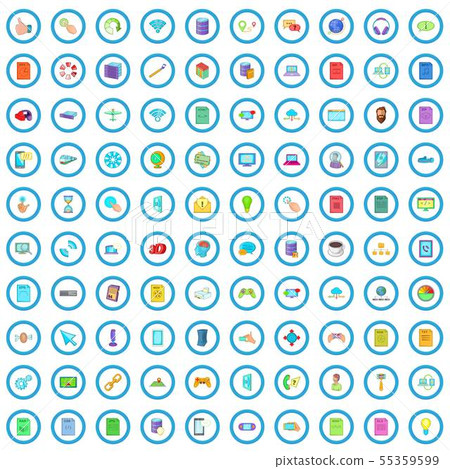100 software icons set, cartoon style 55359599