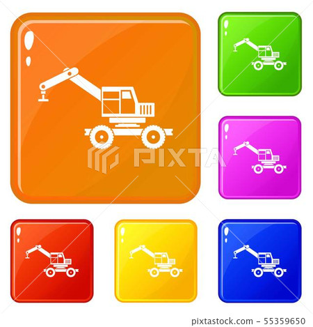 Crane truck icons set vector color - Stock Illustration [55359650] - PIXTA