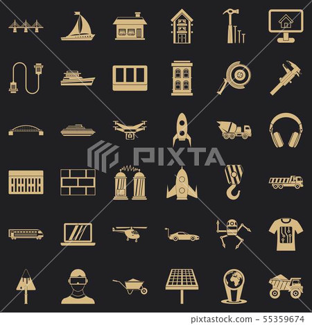 Engineering in industry icons set, simple style Engineering in industry icons set, simple style 55359674
