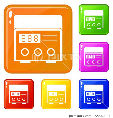 Professional tattoo machine icons set vector color 55360097