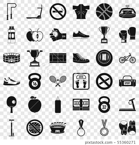 Boxing sport icons set, simple style Boxing sport icons set, simple style 55360271
