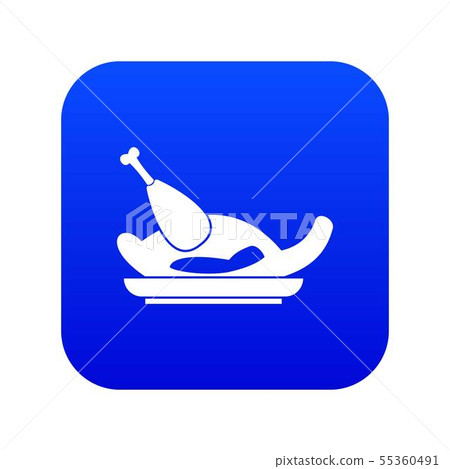 Fried chicken icon digital blue Fried chicken icon digital blue 55360491