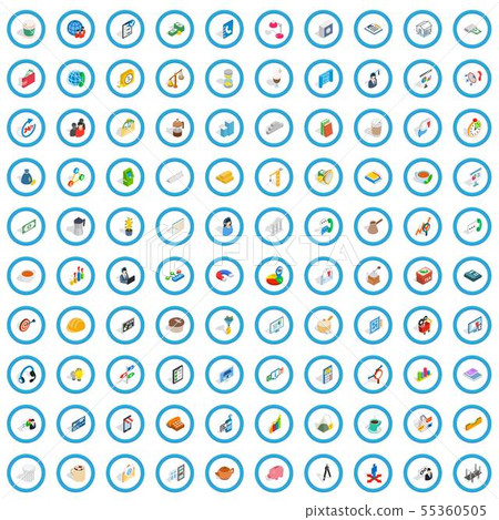100 startup icons set, isometric 3d style 100 startup icons set, isometric 3d style 55360505