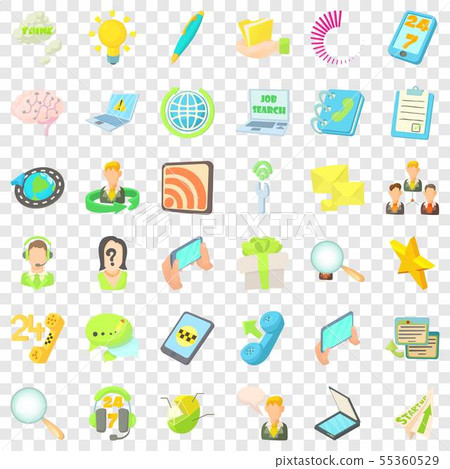 Call service icons set, cartoon style Call service icons set, cartoon style 55360529