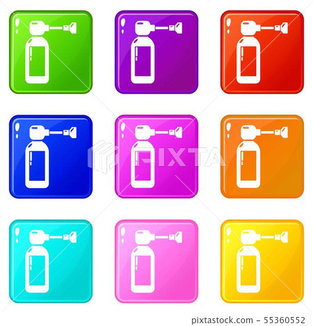 Inhaler icons set 9 color collection Inhaler icons set 9 color collection 55360552