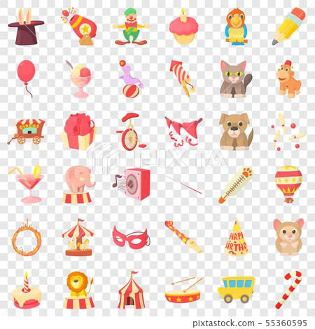 Children carnival icons set, cartoon style Children carnival icons set, cartoon style 55360595