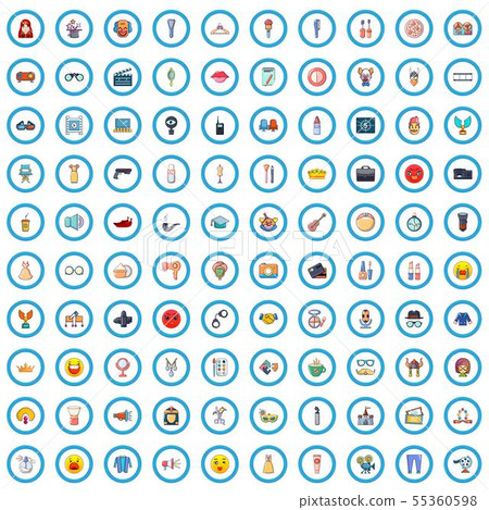 100 stage actor icons set, cartoon style 100 stage actor icons set, cartoon style 55360598