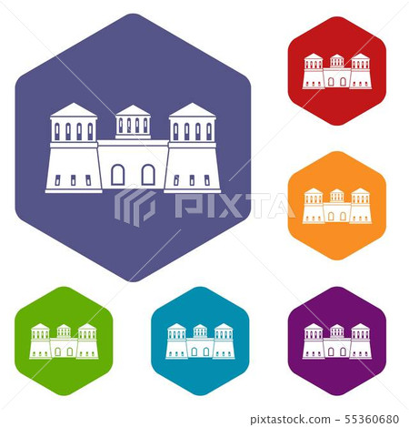 Castle icons vector hexahedron 55360680