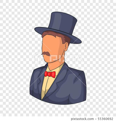 Male avatar in suit with hat icon, cartoon style Male avatar in suit with hat icon, cartoon style 55360692