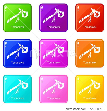 Tomahawk icons set 9 color collection 55360719