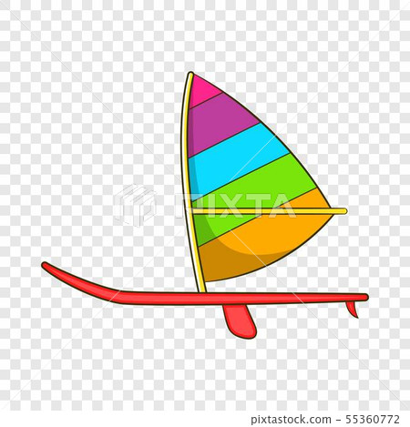 Sport boat with a sail icon, cartoon style 55360772