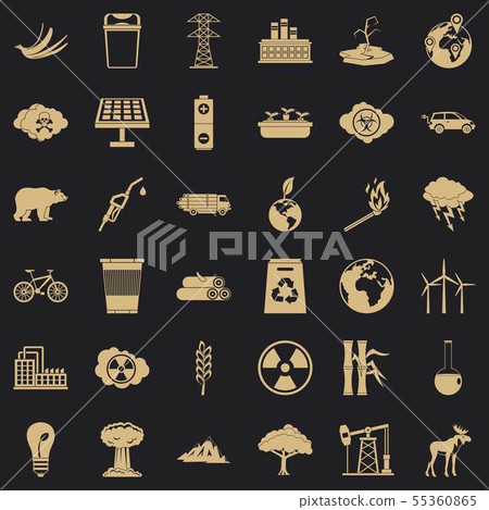 Protection of ecology icons set, simple style Protection of ecology icons set, simple style 55360865