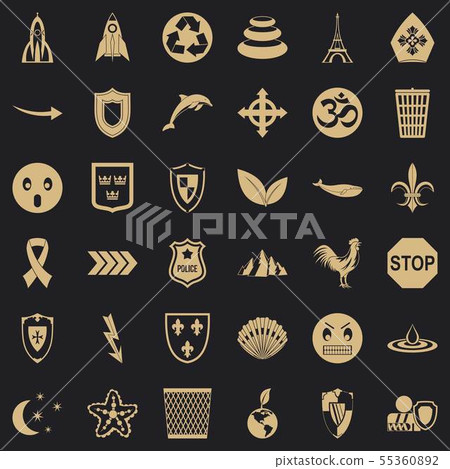 Protection emblem icons set, simple style Protection emblem icons set, simple style 55360892