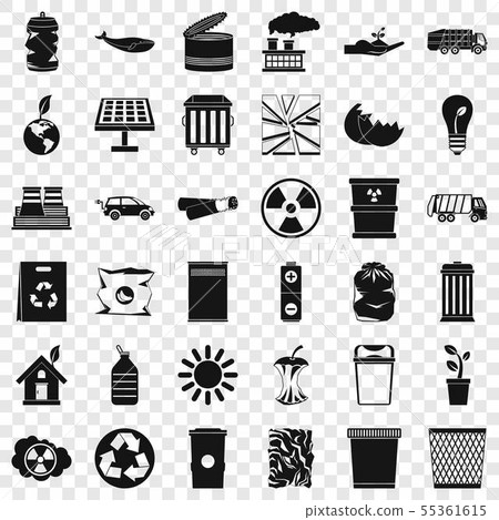 Save ecology icons set, simple style 55361615