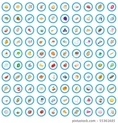 100 supermarket icons set, isometric 3d style 100 supermarket icons set, isometric 3d style 55361685