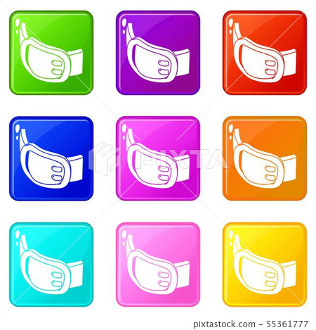 Double buckle belt icons set 9 color collection 55361777