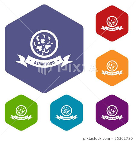 Top asian food icons vector hexahedron Top asian food icons vector hexahedron 55361780
