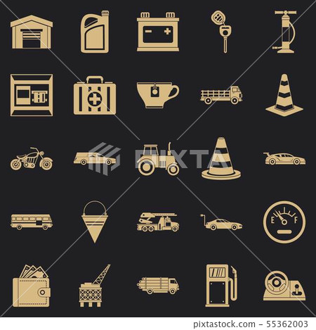 Petrol station icons set, simple style 55362003
