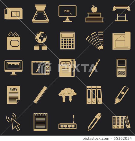 Portfolio icons set, simple style Portfolio icons set, simple style 55362034